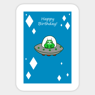 Happy Birthday - Alien UFO Sloth Sticker